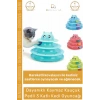 #KediOyuncağı 3 Katlı Kedi Başlıklı Toplu Hareketli Petzoom Kule Eğitici Kedi Oyuncağı 19,5 cm x 24cm