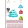 #KediOyuncağı 3 Katlı Kedi Başlıklı Toplu Hareketli Petzoom Kule Eğitici Kedi Oyuncağı 19,5 cm x 24cm