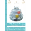 #KediOyuncağı 3 Katlı Kedi Başlıklı Toplu Hareketli Petzoom Kule Eğitici Kedi Oyuncağı 19,5 cm x 24cm