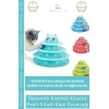 #KediOyuncağı 3 Katlı Kedi Başlıklı Toplu Hareketli Petzoom Kule Eğitici Kedi Oyuncağı 19,5 cm x 24cm