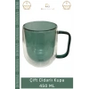 Çift Cidarlı Cam Kupa 450 ml Yeşil Isı Yalıtımlı