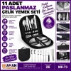 Özel Üretim Piknik Seyahat 11 Parça Paslanmaz Çelik Kamp Yemek Seti