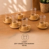 Özel Üretim Şık Isı Korumalı 12 Parça Çay Seti Bambu Bardak Altığı Çift Cidarlı Cam 150 ml