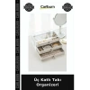 Üç Katlı Takı Organizeri Akrilik Kutu Komodin Üstü