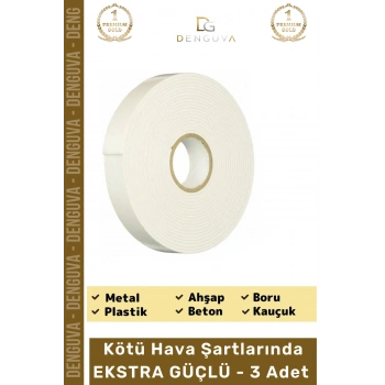#Bant Güçlü Yapışkanlı 18mm 2m Duvar Tablo Montaj Bandı Ofis Ev Mobilya Çift Taraflı Köpük Bant - 3 Adet
