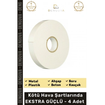 #Bant Güçlü Yapışkanlı 18mm 2m Duvar Tablo Montaj Bandı Ofis Ev Mobilya Çok Amaçlı Çift Taraflı Köpük Bant - 4 Adet