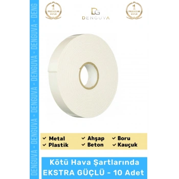 #Bant Güçlü Yapışkanlı 18mm 2m Duvar Tablo Montaj Bandı Ofis Ev Mobilya Çift Taraflı Köpük Bant - 10 Adet