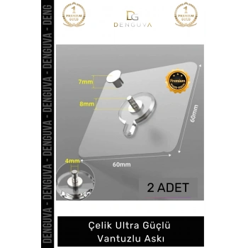 #VantuzluAskı Paslanmaz Şeffaf Yapışkanlı 1kg Kapasiteli Su Geçirmez Çelik Ultra Güçlü Vantuzlu Askı 2 Adet