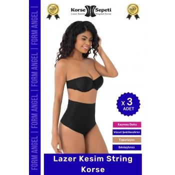 #Korse İz Yapmaz Göstermeyen Kaymaz Doku Toparlayıcı Sıkılaştıran Lazer Kesim String Korse - 3 Adet