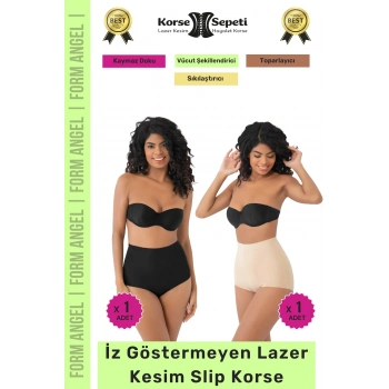 #Korse İz Yapmayan 2 Beden Küçülten Kaymaz Toparlayıcı Lazer Kesim Slip Korse 2li Set