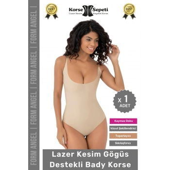 #Korse Kayma Önleyen 2 Beden Küçülten İz Yapmayan Lazer Kesim Göğüs Destekli Body Korse - 1 Adet