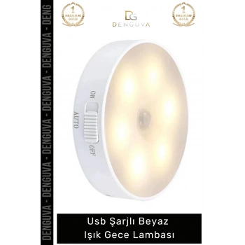#SensörlüLamba Hareket Sensörlü Şarjlı LED Akıllı Otomatik Pratik Modern Usb Şarjlı Beyaz Işık Gece Lambası