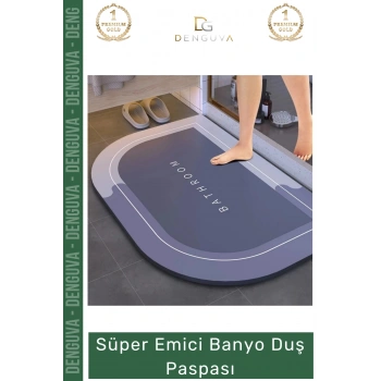 #BanyoPaspası Dayanıklı Nappa Deri Kaymaz Kauçuk Tabanlı Hızlı Kuruyan Gri Mavi Emici Banyo Duş Paspas