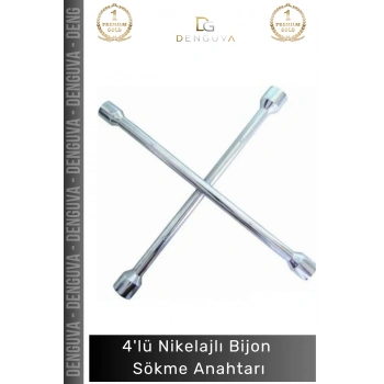 #BijonAnahtarı Istavroz Çelik 17 19 21 22 mm Dayanıklı Oto Lastik Ekipmanı 4lü Nikelajlı Bijon Sökme Anahtarı