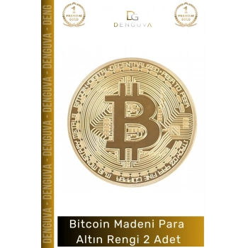 #Bitcoin Koleksiyonluk Demir Şık Kripto Hatıra Madalyon Fiziksel Bitcoin Madeni Altın Rengi - 2 Adet
