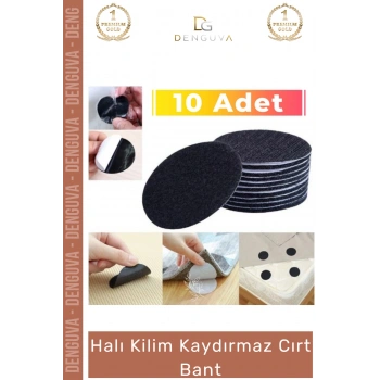 #CırtBant Halı Kaydırmaz Ped Yıkanabilir Tekrar Kullanılabilir Güçlü Sabitleyici 5 cm 10 Adet Cırt Bant