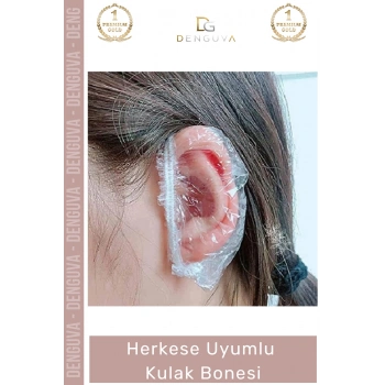 #KulakBonesi Su Geçirmez Şeffaf Polietilen Lastikli Esnek Hijyenik Koruyucu Banyo Kulak Bonesi 100 Adet