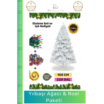 #YılbaşıAğacı Yeni Lüks Şık Dekoratif Yapay Çam Ağacı Yeşil Sık Yapraklı Noel Paketi 150 Cm 220 Dal