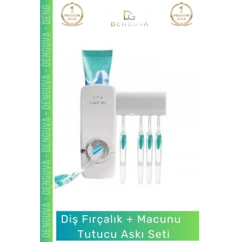 #MacunTutucu Otomatik Diş Macunu Sıkacağı Hijyenik Banyo Düzenleyici Pratik Vantuzlu 5 Adet Fırçalık Askı Seti