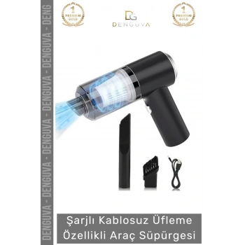 #AraçSüpürgesi Güçlü Emiş Performanslı USB Şarjlı Lityum Bataryalı Katlanabilir Akülü Araç Süpürgesi