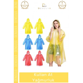 #Yağmurluk Su Geçirmez Pratik Standart Beden Ekonomik Paket Tek Kullanımlık Yağmurluk - 10 Adet