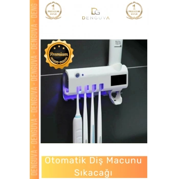 #DişfırçasıTutucusu Güneş Enerjili Akıllı Sterilizatör Diş Macunu Dispenseri Delmesiz Pratik 4 Adet Fırçalığı Tutucu