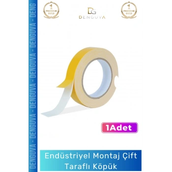 #KöpükBant Çift Taraflı Güçlü Yapışkanlı Sabitleyici Endüstriyel Montaj Köpük Bant 10mt - 1 Adet