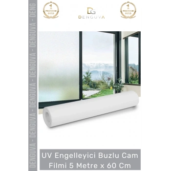 #CamFilmi Buzlu UV Engelleyici Güneş Korumalı Gizlilik Sağlayan Dekoratif Cam Filmi 5 Metre x 60 Cm