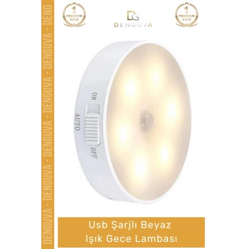 #SensörlüLamba Hareket Sensörlü Portatif LED Duvar Aydınlatma Modu Usb Şarjlı Beyaz Işık Gece Lambası