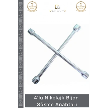 #BijonAnahtarı İstavroz Çelik Dörtlü Tekerlek Somun Sıkma Açma Pratik Nikelajlı Bijon Sökme Anahtarı