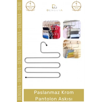 #PantolonAskısı Dayanıklı Elbise Dolabı Düzenleyici Kaymaz Kavramalı Paslanmaz Krom Pantolon Askısı
