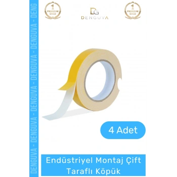 #KöpükBant Çift Taraflı Güçlü Yapışkanlı Sabitleyici Endüstriyel Montaj Köpük Bant 10mt - 4 Adet