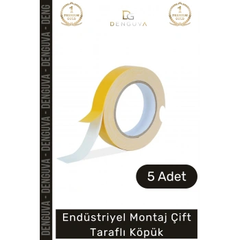 #KöpükBant Çift Taraflı Güçlü Yapışkanlı Sabitleyici Endüstriyel Montaj Köpük Bant 10mt - 5 Adet