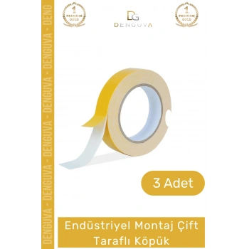 #KöpükBant Çift Taraflı Güçlü Yapışkanlı Sabitleyici Endüstriyel Montaj Köpük Bant 10mt - 3 Adet