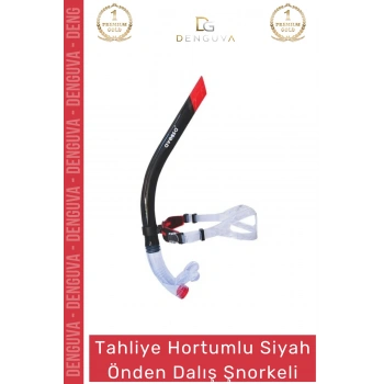 EğitimŞnorkeli Siyah Yüksek Kalite Silikon Tahliye Valfli Profesyonel Önden Dalış Havuz Eğitim Şnorkeli