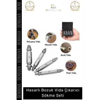 #VidaÇıkarıcı Matkap Uyumlu Paslanmaz Çelik Yalama Vida Çıkarıcı Pratik Aparat Hasar Görmüş Vida Sökme