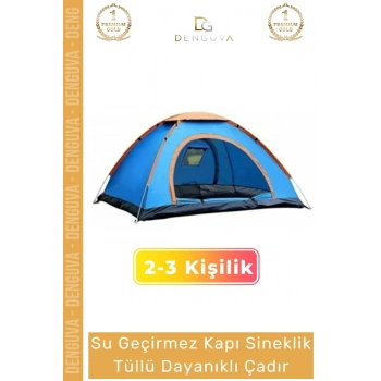 #KampÇadırı Su Geçirmez Kolay Kurulum Hafif Taşınabilir Festival Sineklikli 2-3 Kişilik Kamp Çadırı