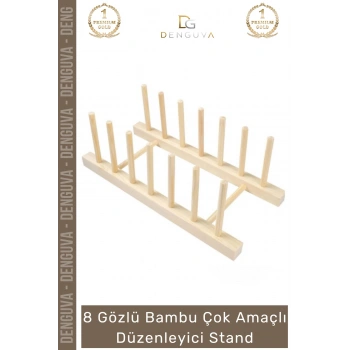#AhşapStand Bambu Ahşap Mutfak Tabaklık Tabak Bardak Kurutmalık Ofis Amaçlı Düzenleyici 8 Gözlü Stand