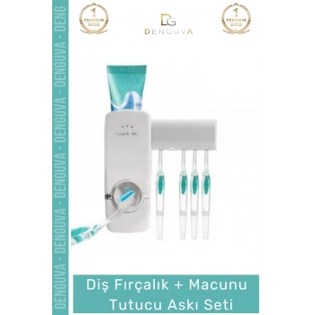 #FırçalıkSeti Otomatik Diş Macunu Sıkacağı Hijyenik Banyo Vantuzlu 5 Adet Fırçalık Askı Seti