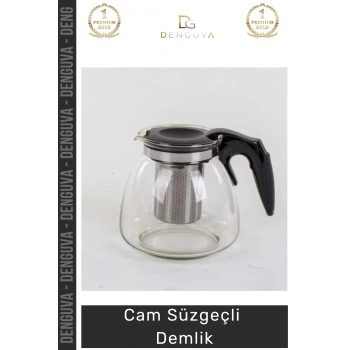 #Demlik Isıya Dayanıklı Borosilikat Şeffaf Modern Tasarım Pratik Cam Süzgeçli Demlik 1.1 Litre