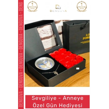 #İnciKolye Kırmızı Kokulu Güllü Tasarım Kutulu Sevgililer Günü Hediye İstiridye İnci Kolye Seti