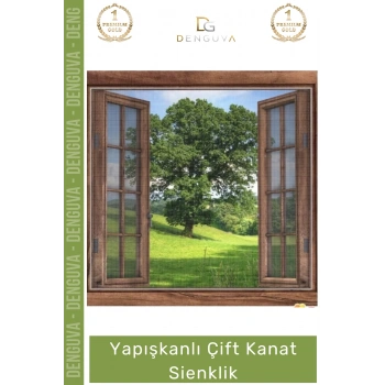 #ÇiftkanatSineklik 130x150 PVC Pencere Pratik Montaj Sivrisinek Koruyucu Tül Yapışkanlı Çift Kanat Sineklik