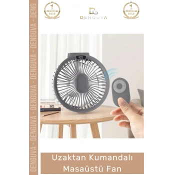 #KumandalıVantilatör Şarj Göstergeli Ultra Sessiz Ledli Şarjlı Portatif Uzaktan Kumandalı Masaüstü Fan