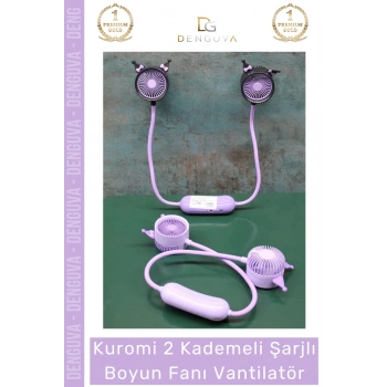 #Vantilatör Kuromi Anime Tasarım 2 Kademeli Esnek 360 Derece Kawaii Şarjlı Boyun Fanı Vantilatör