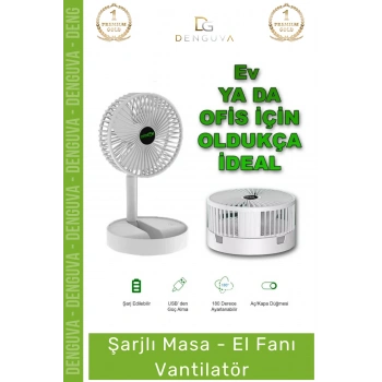 #Vantilatör Üç Hız Kademeli 1200mAh Bataryalı Güçlü Taşınabilir Usb Şarjlı Masa El Fanı Vantilatör