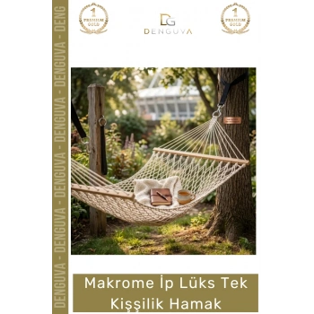 #Hamak Bahçe Balkon Teras El Örgüsü Makrome İp Dayanıklı Konforlu Ahşap Çıtalı Lüks Tek Kişilik Hamak