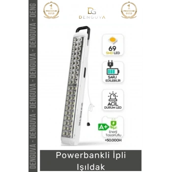 #İpliIşıldak Şarjlı Kamp LED Aydınlatma Taşınabilir Güç Kaynağı Acil Durum Powebankli İpli Işıldak