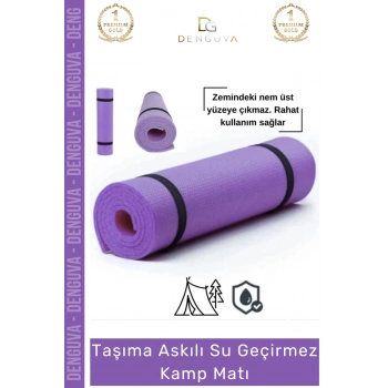 #KampMatı Taşıma Askılı Dayanıklı Konforlu Yoga Pilates Fitness Matı Hijyenik Lila Kamp Yer Minderi