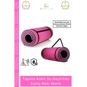 #KampMatı Pilates Yoga Fitness Spor Minderi Kaymaz Taban Taşıma Askılı Konfor Serisi 16mm Kamp Matı