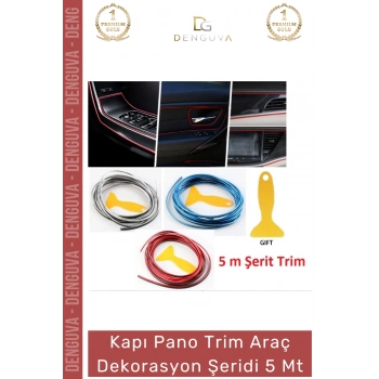 #OtoDekor İç Trim Galvanik Şerit Pano Süsleme Esnek PVC Lüks Aksesuar Araba Dekorasyon 5 Metre